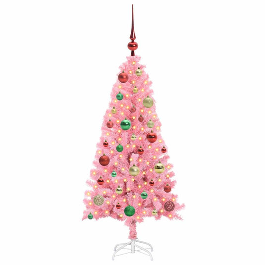 Vidaxl kerstboom met 150 led met standaard roze 120 cm pvc