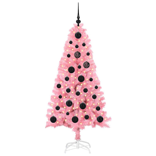 Vidaxl kerstboom met 150 led met standaard roze 150 cm pvc