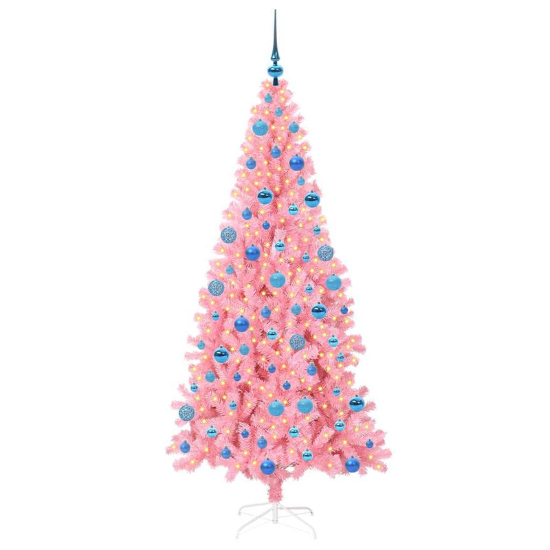 Load image into Gallery viewer, Vidaxl kerstboom met 300 led met standaard roze 180 cm pvc
