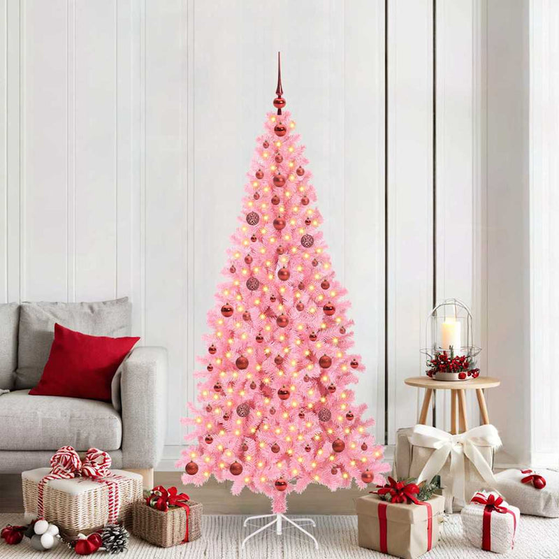 Load image into Gallery viewer, Vidaxl kerstboom met 300 led met standaard roze 210 cm pvc

