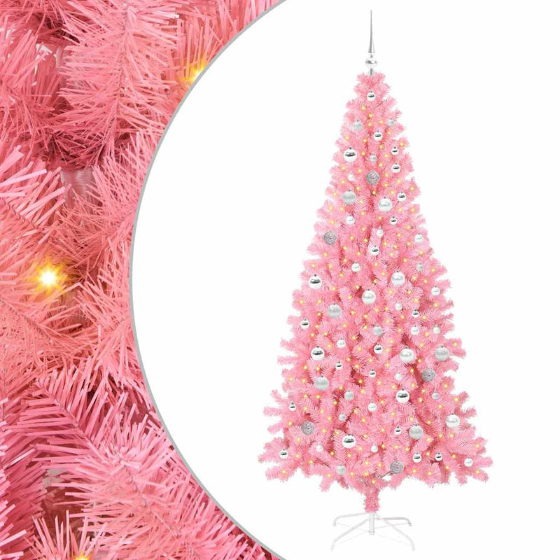 Load image into Gallery viewer, Vidaxl kerstboom met 300 led met standaard roze 210 cm pvc
