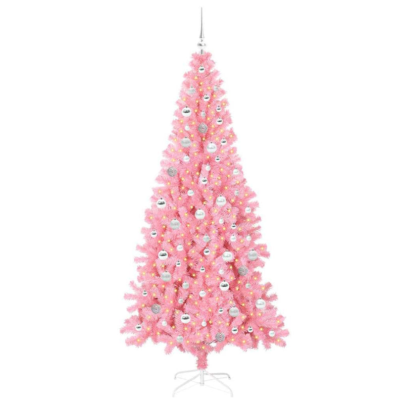 Load image into Gallery viewer, Vidaxl kerstboom met 300 led met standaard roze 210 cm pvc
