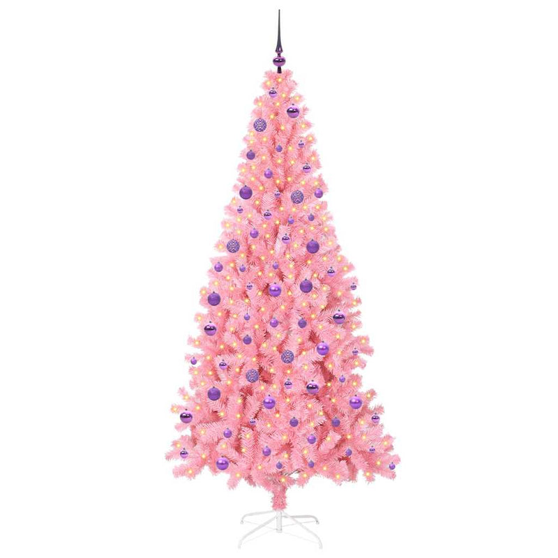 Load image into Gallery viewer, Vidaxl kerstboom met 300 led met standaard roze 210 cm pvc
