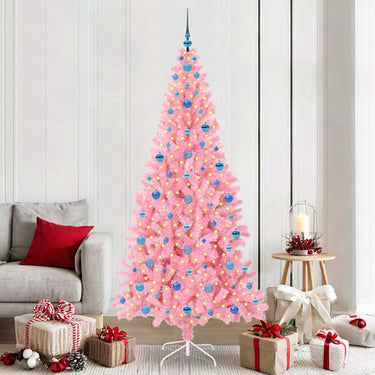 Vidaxl kerstboom met 300 led met standaard roze 210 cm pvc