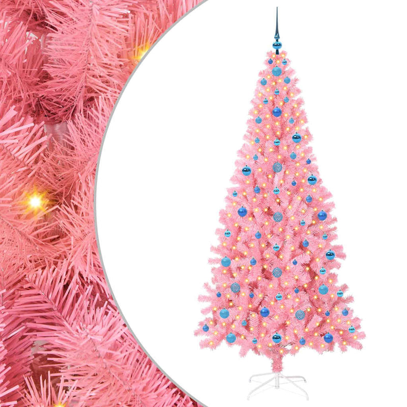 Load image into Gallery viewer, Vidaxl kerstboom met 300 led met standaard roze 210 cm pvc
