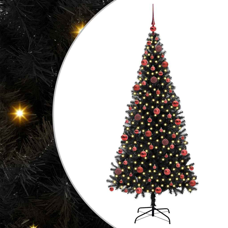 Load image into Gallery viewer, Vidaxl kerstboom met 300 led met standaard zwart 180 cm pvc
