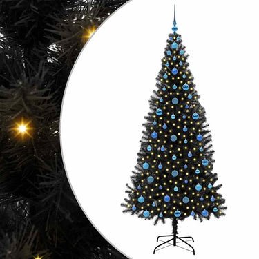 Vidaxl kerstboom met 300 led met standaard zwart 210 cm pvc