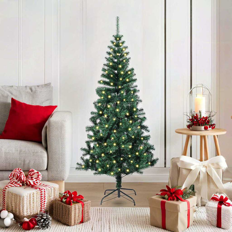 Load image into Gallery viewer, Vidaxl kunstmatig voorverlicht kerstboom groen 120 cm pvc en metaal
