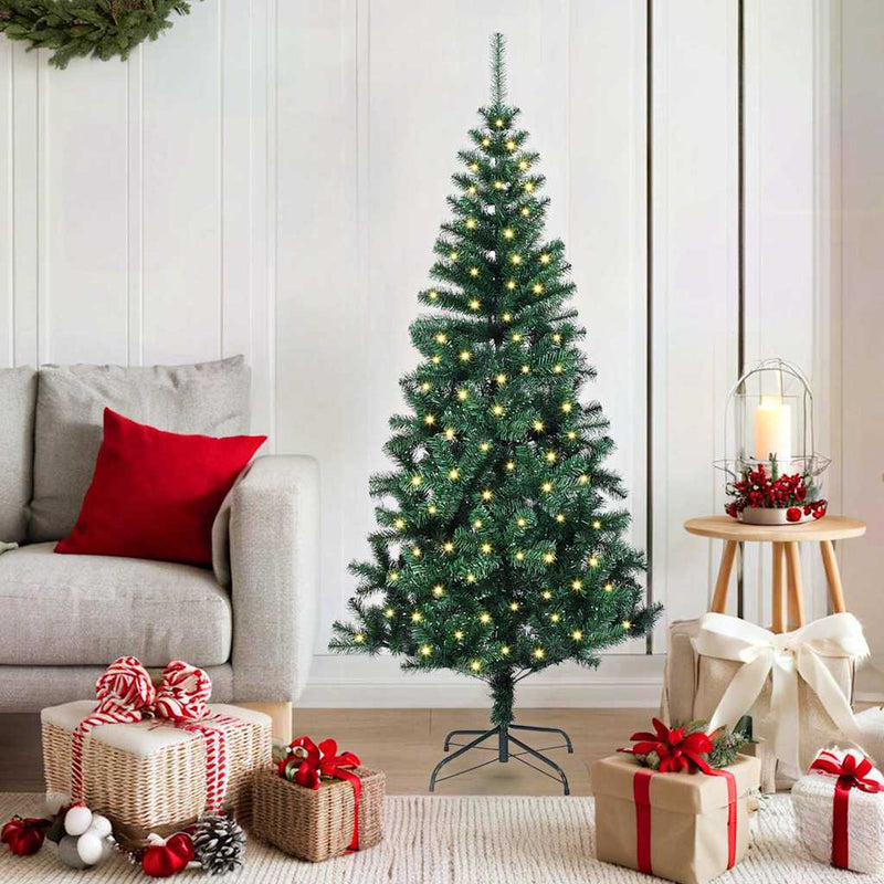 Load image into Gallery viewer, Vidaxl kunstmatig voorverlicht kerstboom groen 150 cm pvc en metaal

