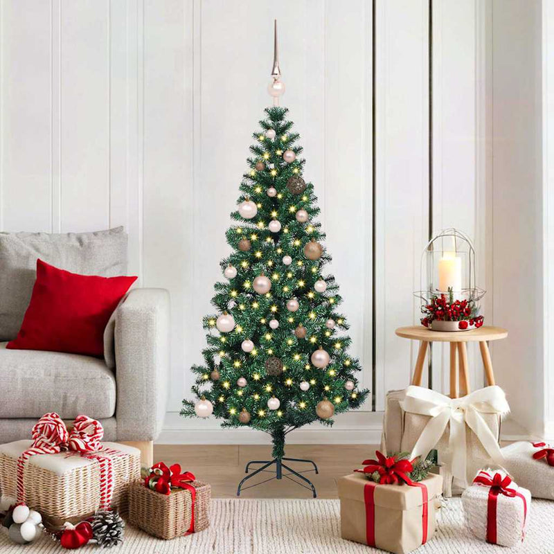 Load image into Gallery viewer, Vidaxl kunstmatig voorverlicht kerstboom groen 150 cm pvc en metaal
