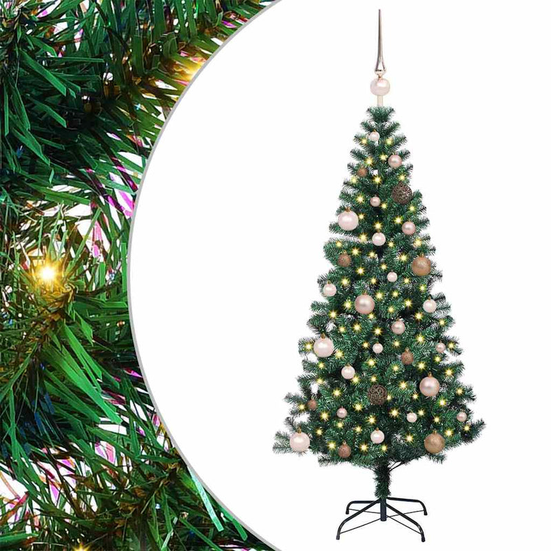 Load image into Gallery viewer, Vidaxl kunstmatig voorverlicht kerstboom groen 150 cm pvc en metaal
