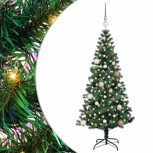 Vidaxl kunstmatig voorverlicht kerstboom groen 150 cm pvc en metaal