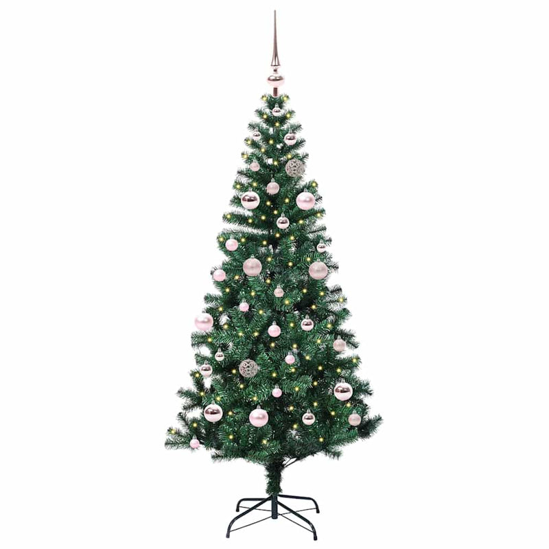 Load image into Gallery viewer, Vidaxl kunstmatig voorverlicht kerstboom groen 150 cm pvc en metaal

