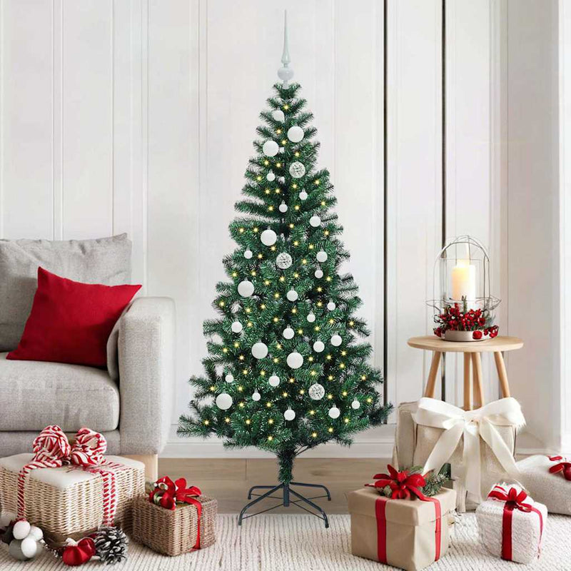 Load image into Gallery viewer, Vidaxl kunstmatig voorverlicht kerstboom groen 150 cm pvc en metaal
