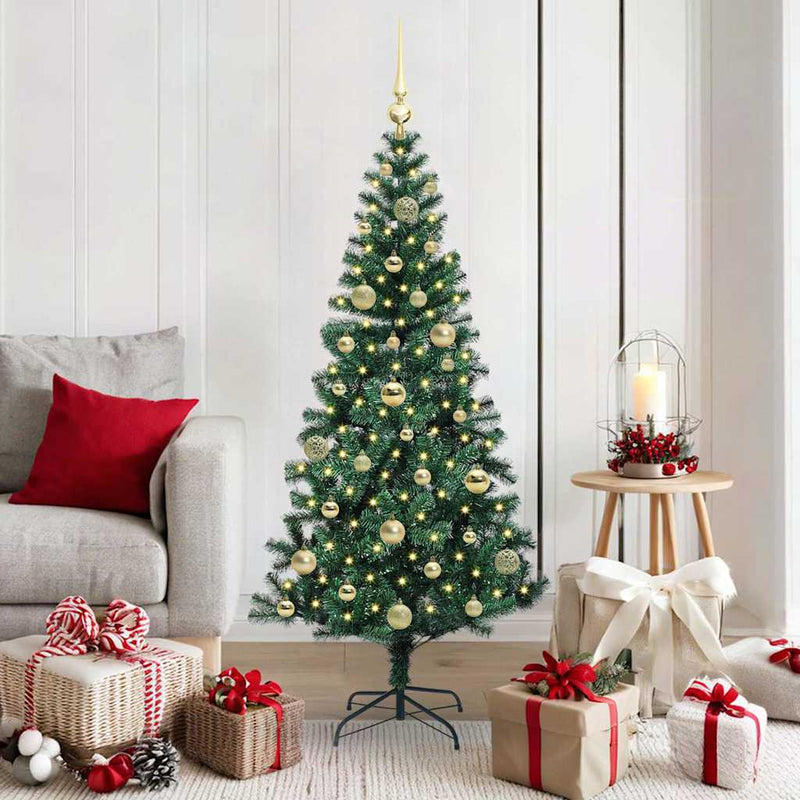 Load image into Gallery viewer, Vidaxl kunstmatig voorverlicht kerstboom groen 150 cm pvc en metaal
