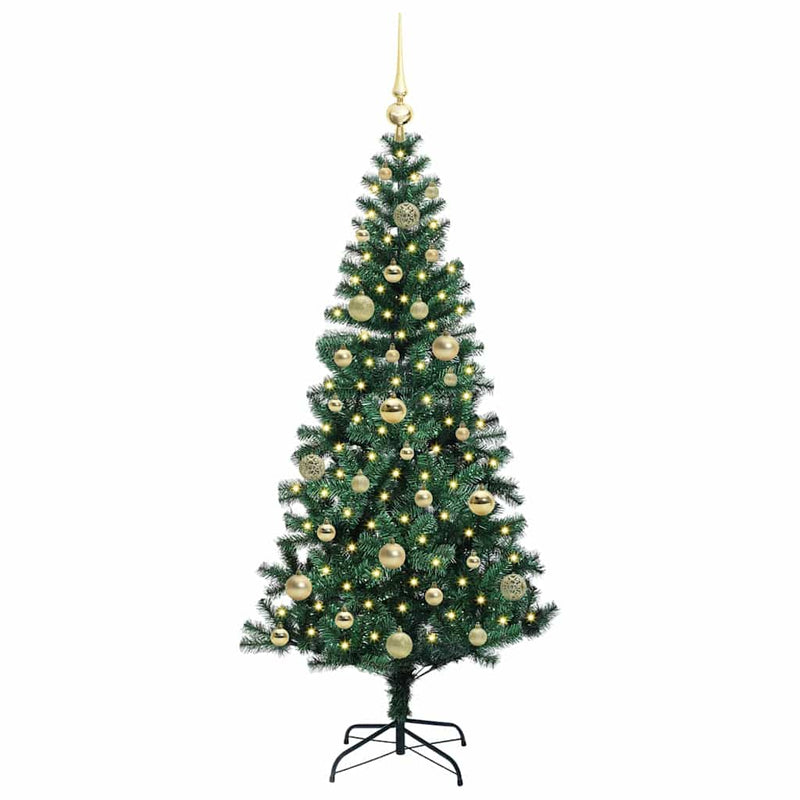 Load image into Gallery viewer, Vidaxl kunstmatig voorverlicht kerstboom groen 150 cm pvc en metaal
