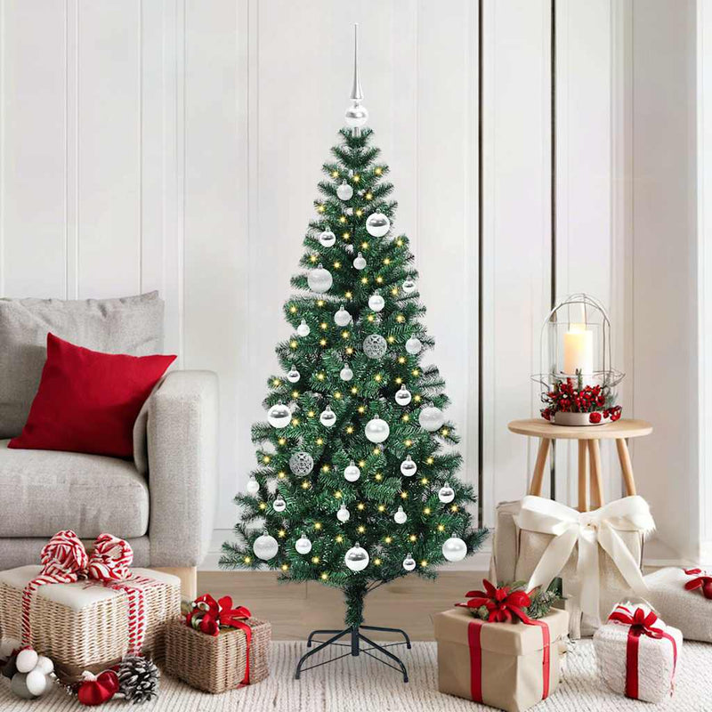 Load image into Gallery viewer, Vidaxl kunstmatig voorverlicht kerstboom groen 150 cm pvc en metaal
