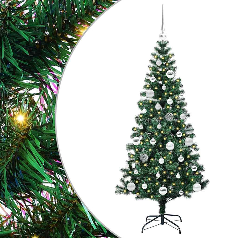 Load image into Gallery viewer, Vidaxl kunstmatig voorverlicht kerstboom groen 150 cm pvc en metaal
