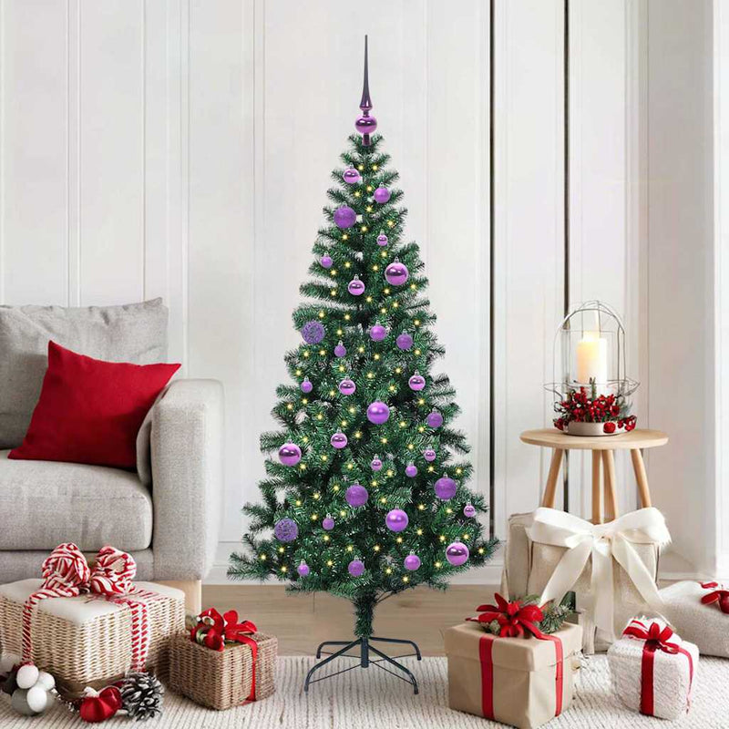 Load image into Gallery viewer, Vidaxl kunstmatig voorverlicht kerstboom groen 150 cm pvc en metaal
