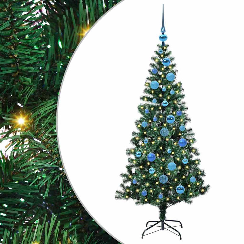 Load image into Gallery viewer, Vidaxl kunstmatig voorverlicht kerstboom groen 150 cm pvc en metaal
