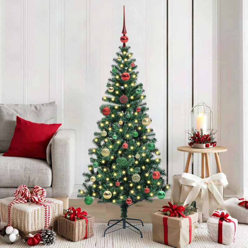Load image into Gallery viewer, Vidaxl kunstmatig voorverlicht kerstboom groen 150 cm pvc en metaal
