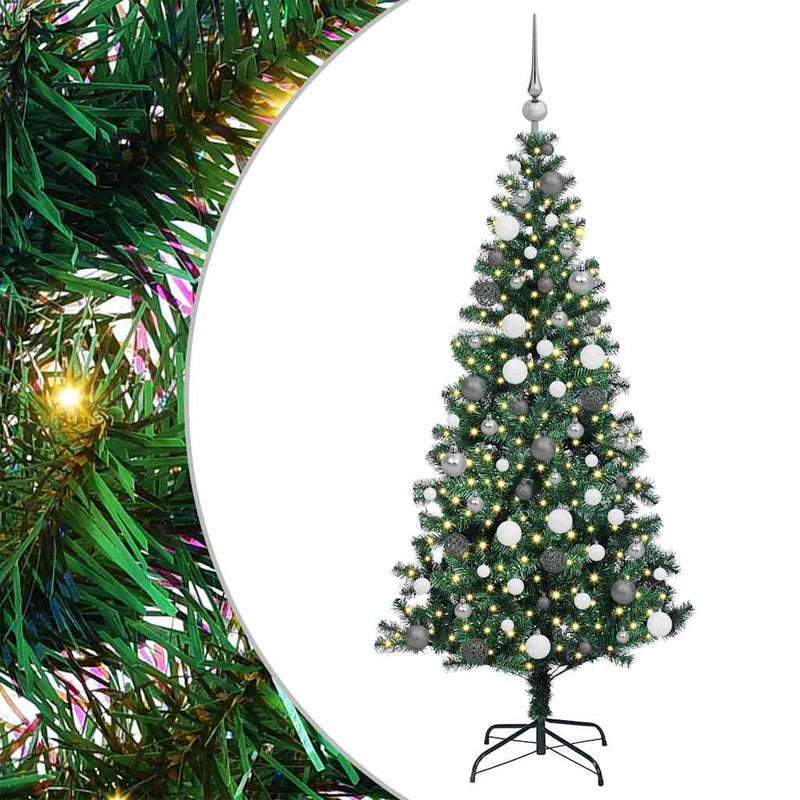 Load image into Gallery viewer, Vidaxl kunstmatig voorverlicht kerstboom groen 180 cm pvc en metaal
