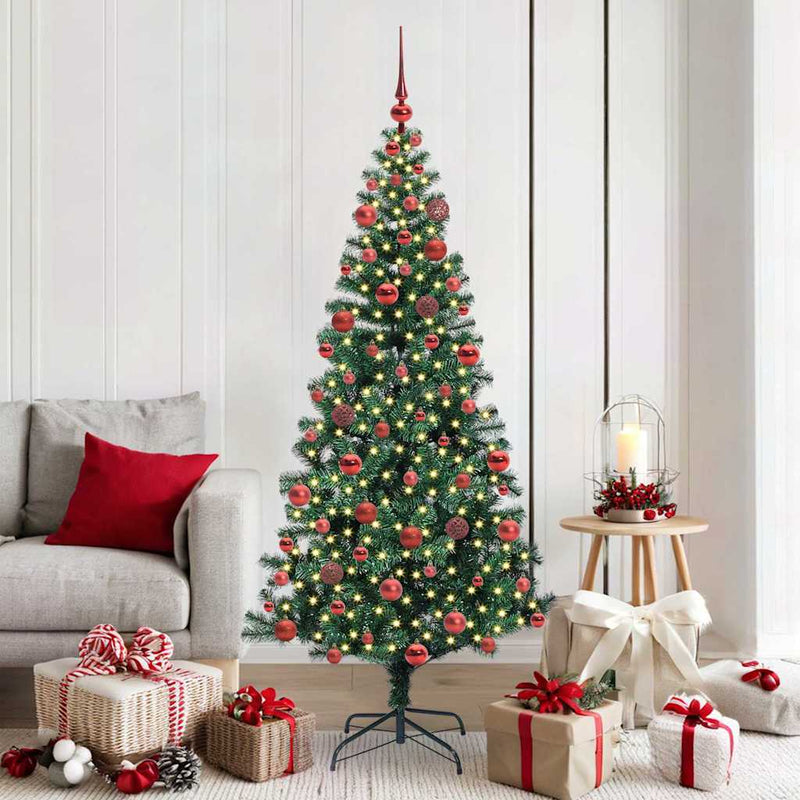 Load image into Gallery viewer, Vidaxl kunstmatig voorverlicht kerstboom groen 180 cm pvc en metaal
