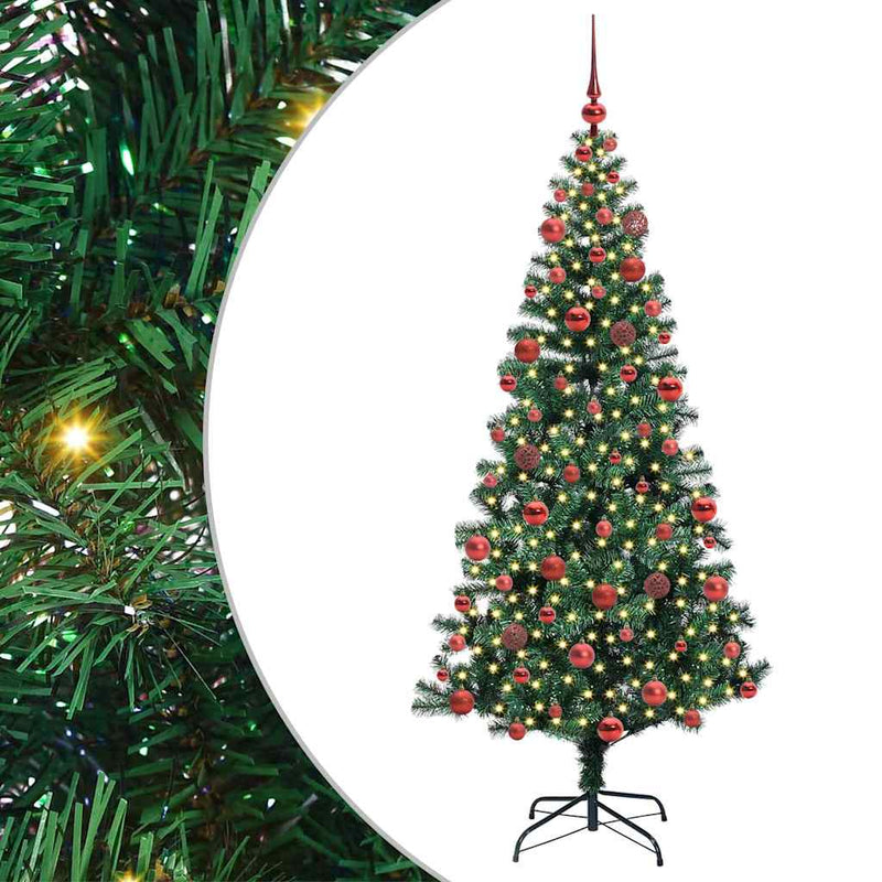 Load image into Gallery viewer, Vidaxl kunstmatig voorverlicht kerstboom groen 180 cm pvc en metaal

