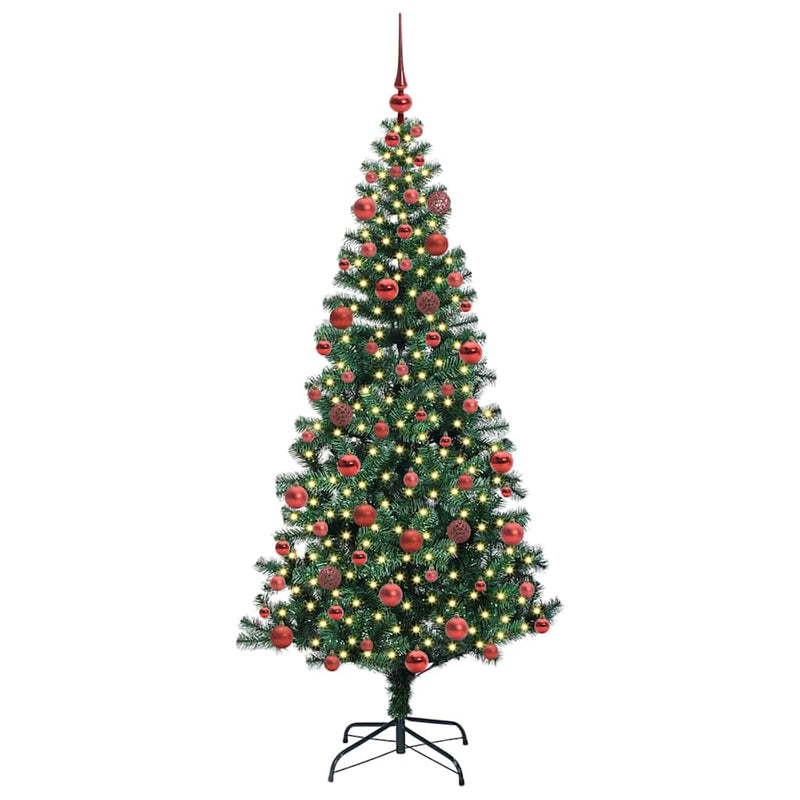 Load image into Gallery viewer, Vidaxl kunstmatig voorverlicht kerstboom groen 180 cm pvc en metaal
