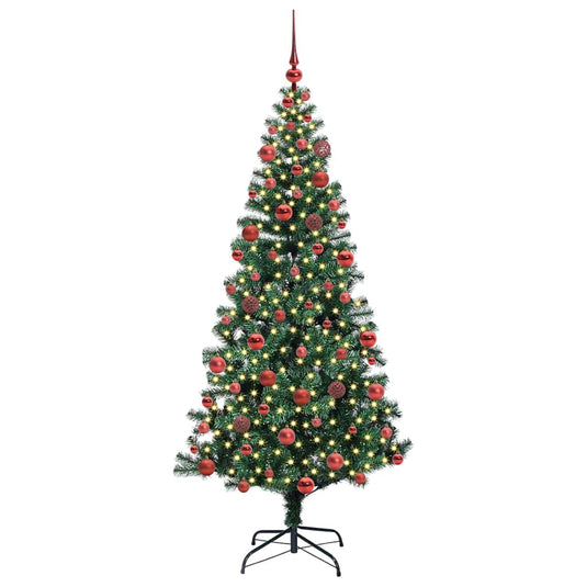 Vidaxl kunstmatig voorverlicht kerstboom groen 180 cm pvc en metaal