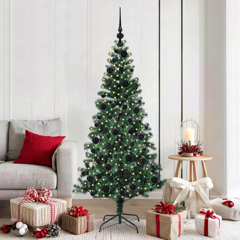 Load image into Gallery viewer, Vidaxl kunstmatig voorverlicht kerstboom groen 180 cm pvc en metaal

