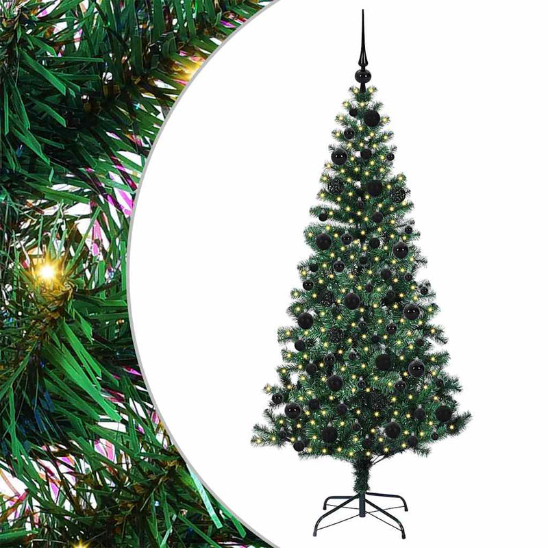 Load image into Gallery viewer, Vidaxl kunstmatig voorverlicht kerstboom groen 180 cm pvc en metaal
