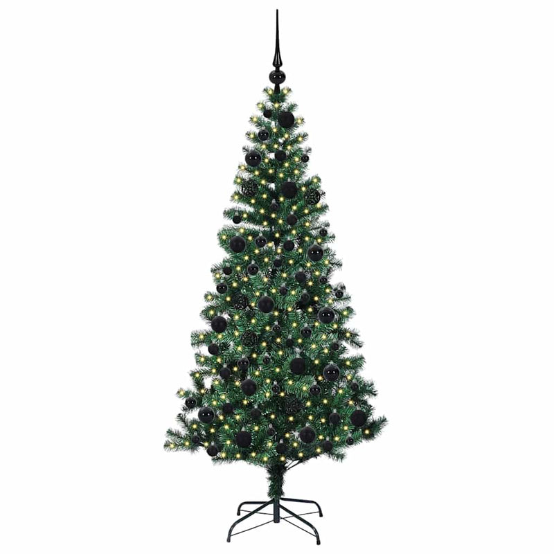 Load image into Gallery viewer, Vidaxl kunstmatig voorverlicht kerstboom groen 180 cm pvc en metaal

