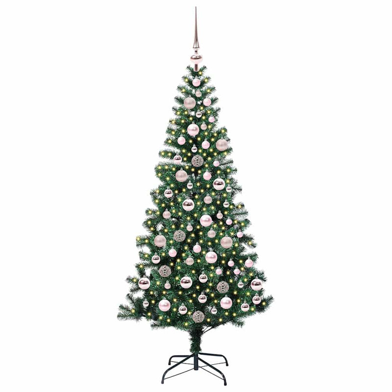 Load image into Gallery viewer, Vidaxl kunstmatig voorverlicht kerstboom groen 180 cm pvc en metaal

