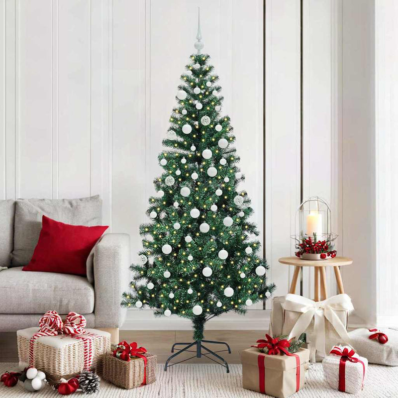 Load image into Gallery viewer, Vidaxl kunstmatig voorverlicht kerstboom groen 180 cm pvc en metaal
