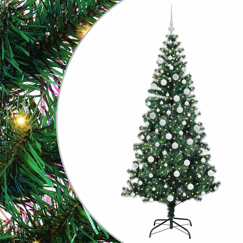 Load image into Gallery viewer, Vidaxl kunstmatig voorverlicht kerstboom groen 180 cm pvc en metaal
