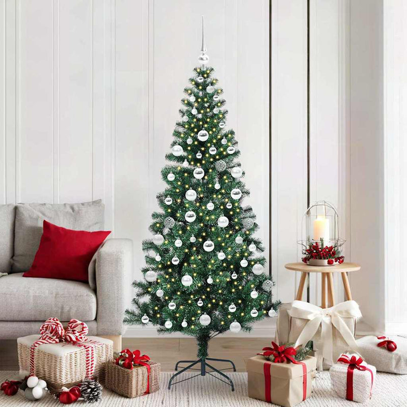 Load image into Gallery viewer, Vidaxl kunstmatig voorverlicht kerstboom groen 180 cm pvc en metaal
