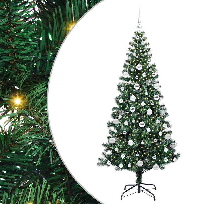 Load image into Gallery viewer, Vidaxl kunstmatig voorverlicht kerstboom groen 180 cm pvc en metaal
