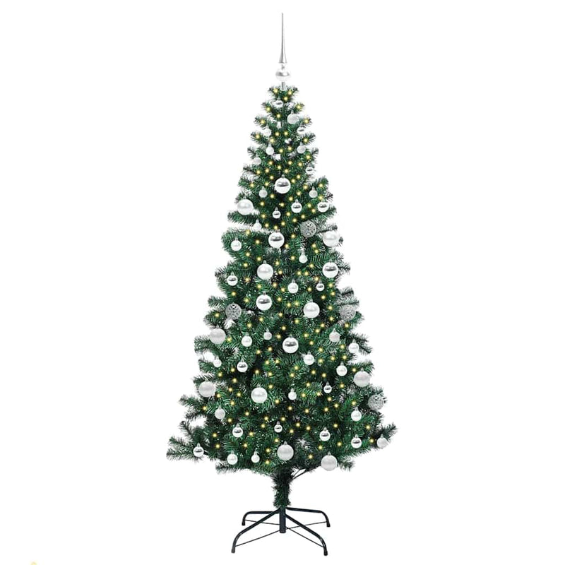 Load image into Gallery viewer, Vidaxl kunstmatig voorverlicht kerstboom groen 180 cm pvc en metaal
