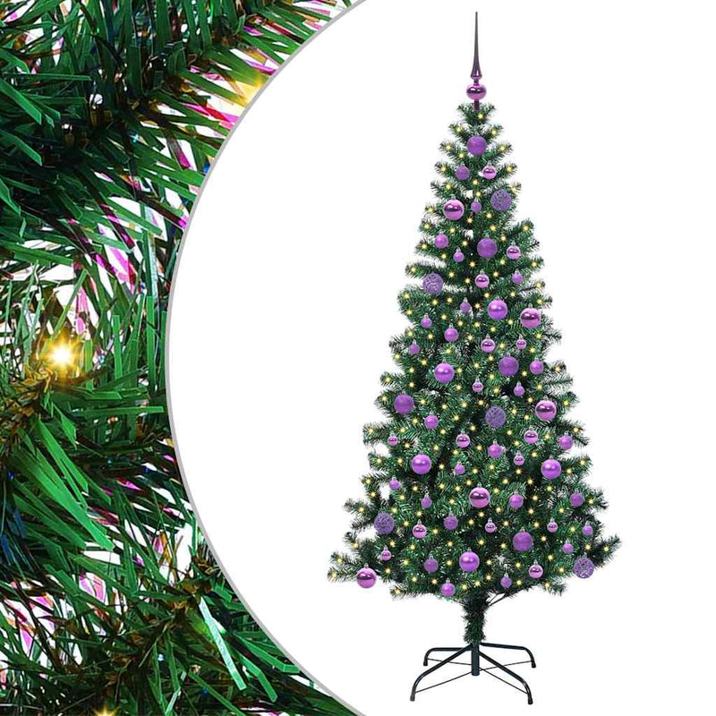 Load image into Gallery viewer, Vidaxl kunstmatig voorverlicht kerstboom groen 180 cm pvc en metaal
