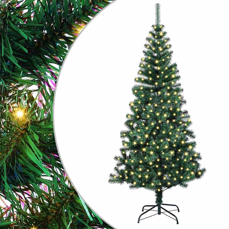 Load image into Gallery viewer, Vidaxl kunstmatig voorverlicht kerstboom groen 210 cm pvc en metaal
