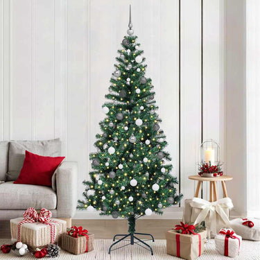 Vidaxl kunstmatig voorverlicht kerstboom groen 210 cm pvc en metaal