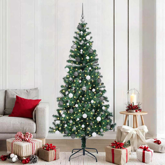 Vidaxl kunstmatig voorverlicht kerstboom groen 210 cm pvc en metaal