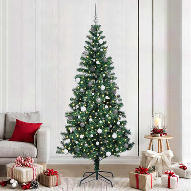 Vidaxl kunstmatig voorverlicht kerstboom groen 240 cm pvc en metaal