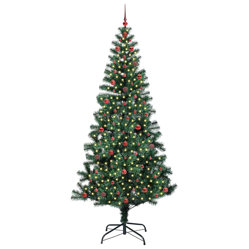 Load image into Gallery viewer, Vidaxl kunstmatig voorverlicht kerstboom groen 240 cm pvc en metaal
