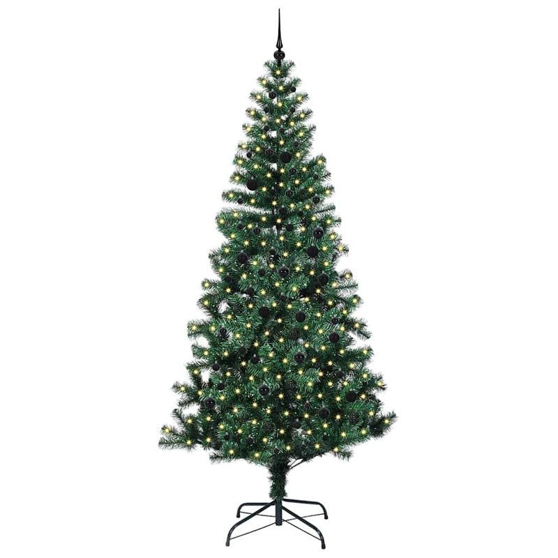 Load image into Gallery viewer, Vidaxl kunstmatig voorverlicht kerstboom groen 240 cm pvc en metaal
