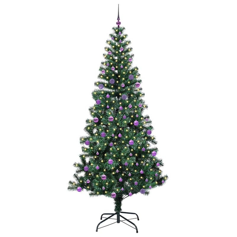 Load image into Gallery viewer, Vidaxl kunstmatig voorverlicht kerstboom groen 240 cm pvc en metaal
