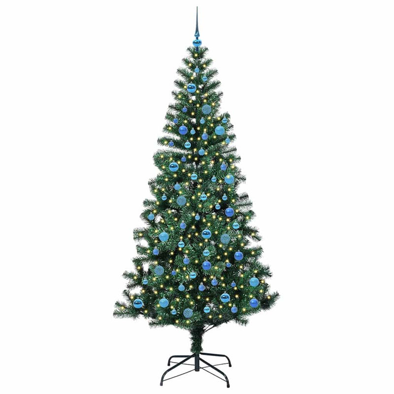 Load image into Gallery viewer, Vidaxl kunstmatig voorverlicht kerstboom groen 240 cm pvc en metaal
