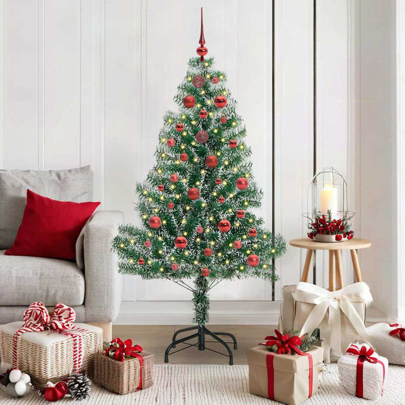 Load image into Gallery viewer, Vidaxl kunstmatige kerstboom sneeuw gevlochten met led licht 150 cm
