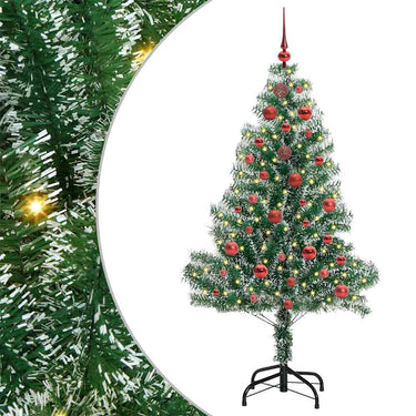 Vidaxl kunstmatige kerstboom sneeuw gevlochten met led licht 150 cm